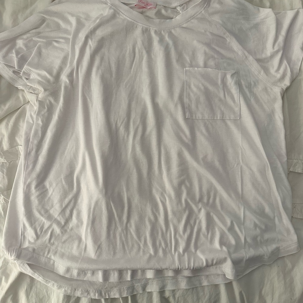 Pink Lily White Short Sleeve Tee